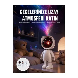 180 Derece Dönebilen Astronot Masa Ve Gece Lambası Projektör Yeni Nesil
