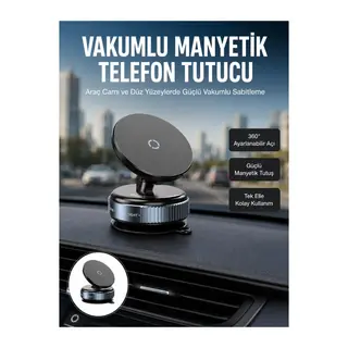 Çok Yönlü Döner Başlıklı Vakumlu Araç Telefon Standı – Sert Yollarda Stabil Kullanım Yeni Nesil
