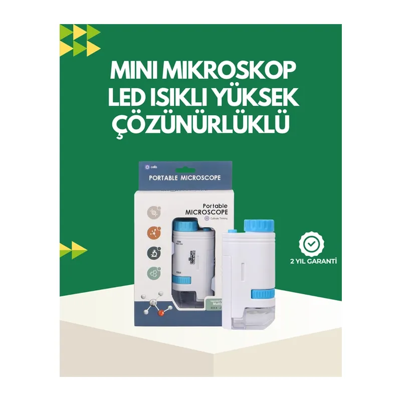 Led Aydınlatmalı 80–200 Kat Büyütmeli Cep Mikroskop
