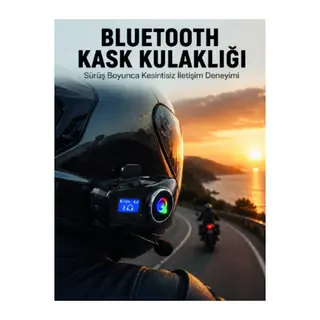Lcd Ekranlı Bluetooth Kask Kulaklığı Radyo Ve Sd Kart Girişli