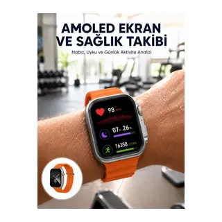 Akıllı Saat Unısex Zarif Görünümlü Titanyum Kasa Amoled Ekran Müzik Dinleme Yeni Nesil