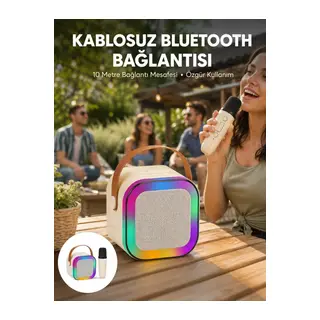Karaoke Mikrofon Hoparlör Seti 6 Saat Kullanım Süresi Yeni Nesil