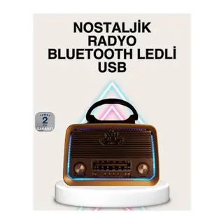 Ahşap Nostaljik Radyo Bluetooth Usb Sd Kart Destekli