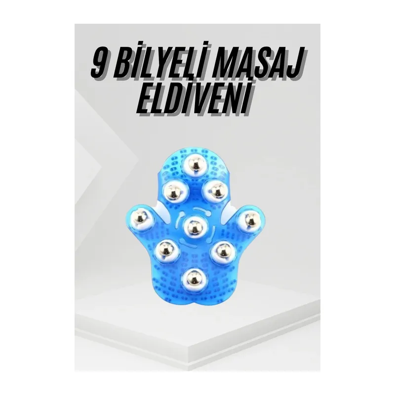 9 Bilyeli Masaj Eldiveni Tüm Vücut Masajına Uygun Kafa Masaj Aleti