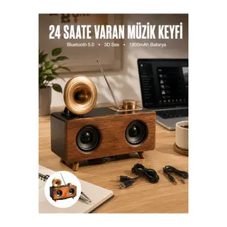 Çalar Radyo Müzik Kutusu Nostaljik Hoparlör Speaker