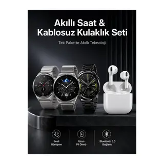 Akıllı Saat Ve Kulaklık Seti Dokunmatik Ekran 5.0 Bluetooth Bağlantılı Sesli Görüşme