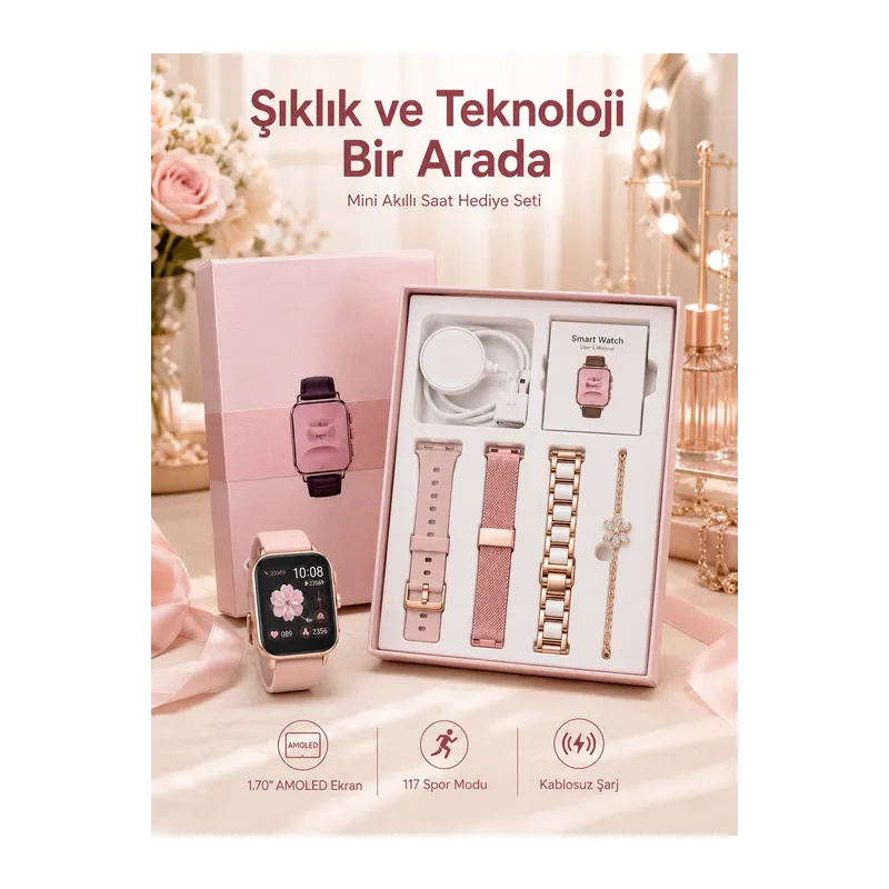 Kadınlar İçin Dokunmatik Ekran Akıllı Saat Ve Kablosuz Bluetooth Kulaklık Anc Özelliği