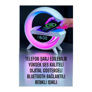 Bluetooth Hoparlör Dijital Göstergeli Wireless Şarj Rgb Işıklı
