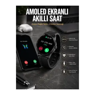 Akıllı Saat Amoled Ekran 3 Kordonlu Nfc Ve Gps Uyumlu
