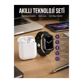 2025 Model Akıllı Saat Ve 2.nesil Tws Bluetooth Kulaklık Anc Özelliği Amoled Ekran