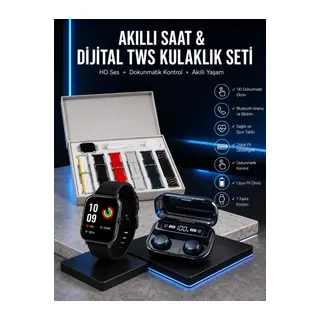 Yeni Model Akıllı Saat Ve Kulaklık Kampanyası Nabızz Ölçer Bluetooth Bağlantılı Uzun Pil Ömrü