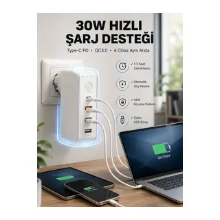 Ev Ve Ofis İçin Zaman Kontrollü Çoklu Şarj Cihazı Yeni Nesil