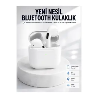 Yeni Nesil Bluetooth Kulaklık Beyaz Çağrı Cevaplayabilen Kablosuz