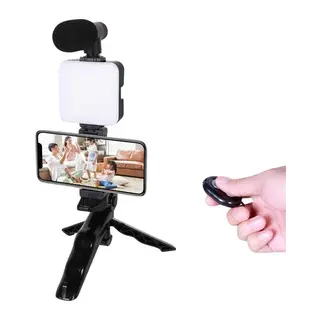 Telefon Tutucu Led Işıklı Kumandalı Mikrofon Telefon Vlog Video Kayıt
