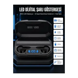 Rgb Işıklı Çift Mikrofonlu Siyah Profesyonel Kulaklığı Kablosuz Kulakiçi