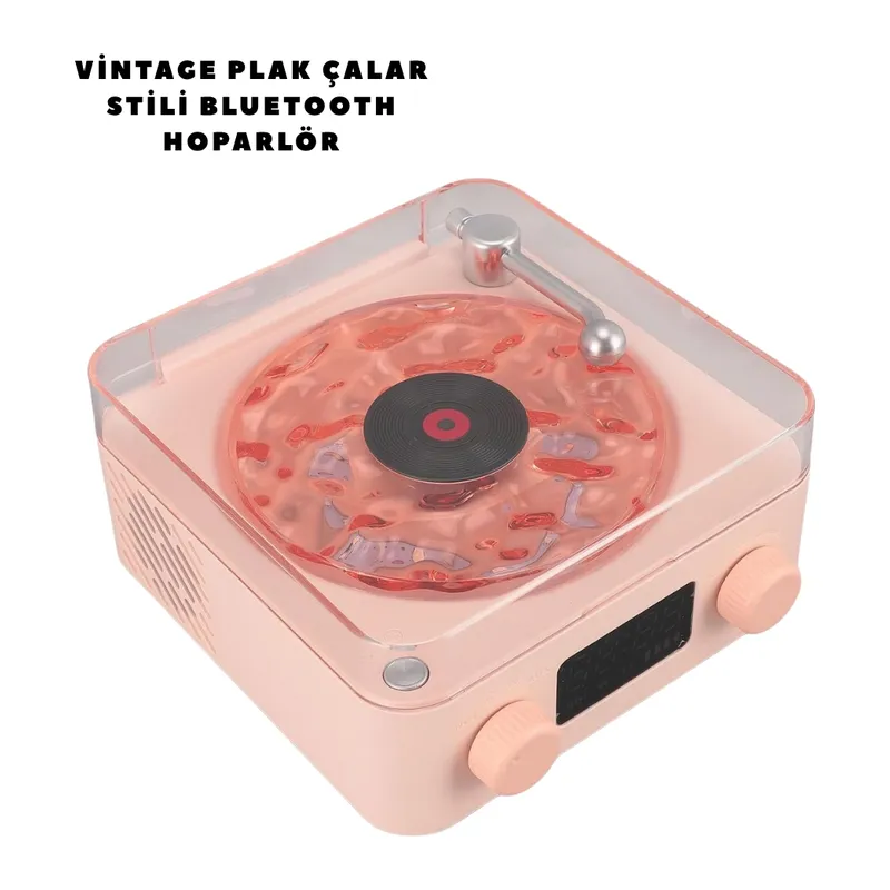 Retro Bluetooth Hoparlör Pembe