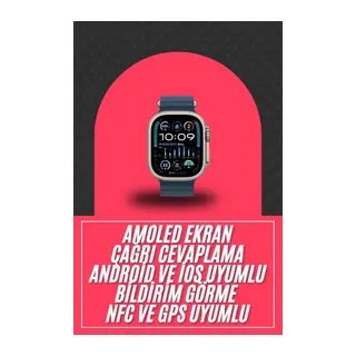 49mm Akıllı Saat Amoled Ekranlı Kadın Erkek Kol Saati Plastik Kordon