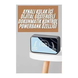 Powerbankli Bluetooth Kulaklık Yüksek Ses Aynalı Çift Dijital Gösterge Ekranı