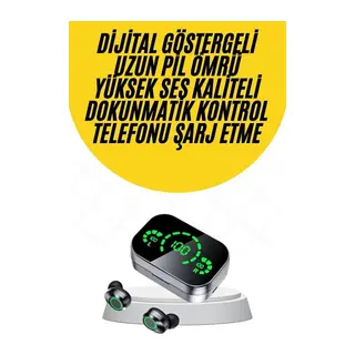 Kablosuz Bluetooth Kulaklık Çift Telefon Destekli Powerbankli Dijital Göstergeli