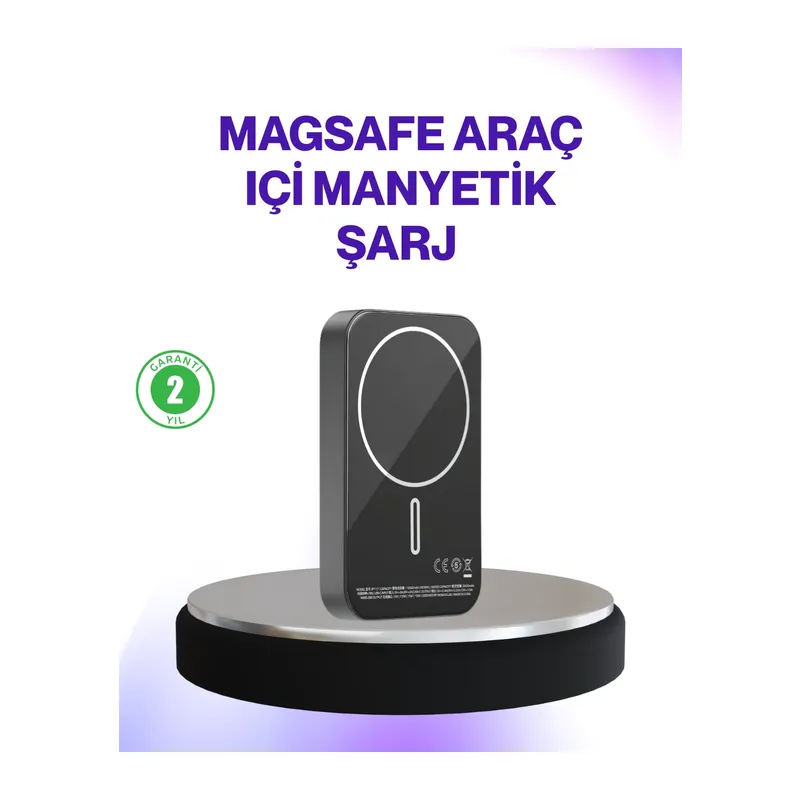 Mıknatıslı Magsafe Uyumlu Araç Tutucu Kablosuz Şarj Destekli