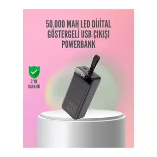 50.000 Mah Ultra Güçlü Powerbank 4 Usb Çıkışlı, Led Dijital Göstergeli, Hızlı Şarj Destekli Taşınabilir Şarj Cihazı