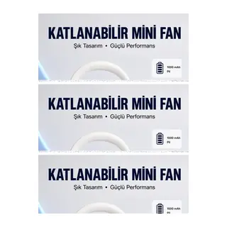 5 Kanatlı Sessiz Mini Fan 3 Vitesli Katlanabilir Asılabilir