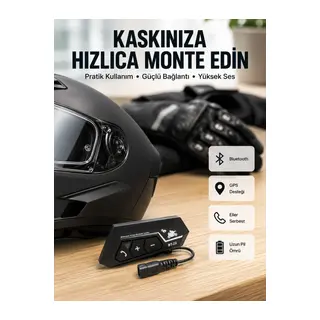 Bt22 Kask Bluetooth Kulaklık Su Geçirmez Motosiklet İletişim Sistemi Yeni Nesil
