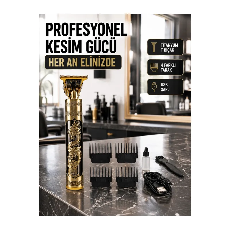 Şarjlı Titanyum Bıçaklı Saç Kesme Makinesi Yeni Nesil