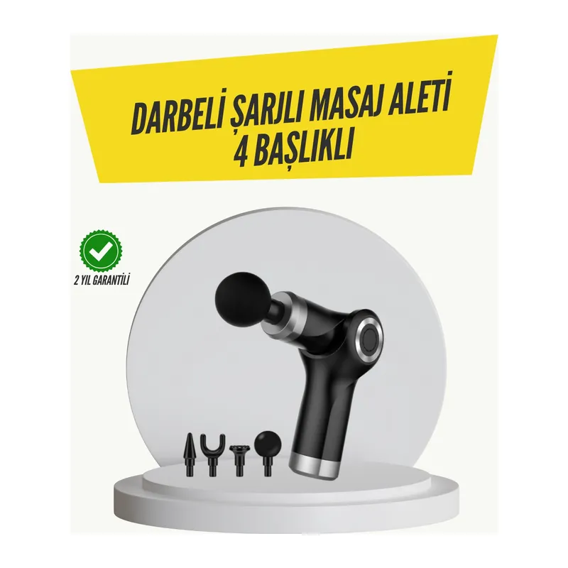 Mini Masaj Tabancası 4 Başlık 6 Hız Ayarlı