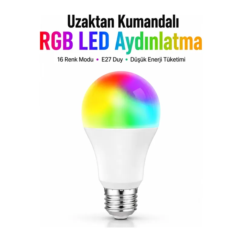 Kumanda Destekli Çok Renkli Akıllı Led Ampul