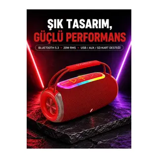 Rgb Led Işıklı 20w Taşınabilir Bluetooth Hoparlör Ipx6 Suya Dayanıklı