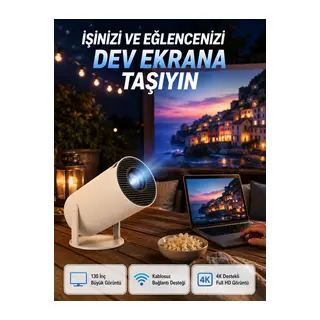 Full Hd 4k Destekli Akıllı Projeksiyon – 130 İnç Ekran, Uzun Ömürlü Ampul Ve Çoklu Giriş