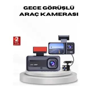 Full Hd Üç Kameralı Araç Kamerası G-sensörlü Ve Gece Görüşlü