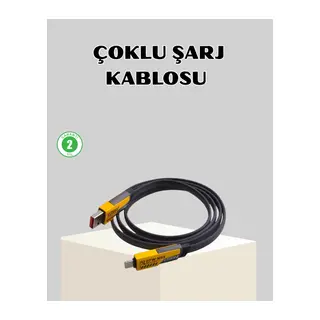65w Çoklu Şarj Kablosu 4’ü 1 Arada Örgülü Hızlı Veri Aktarım Usb-c Usb-a