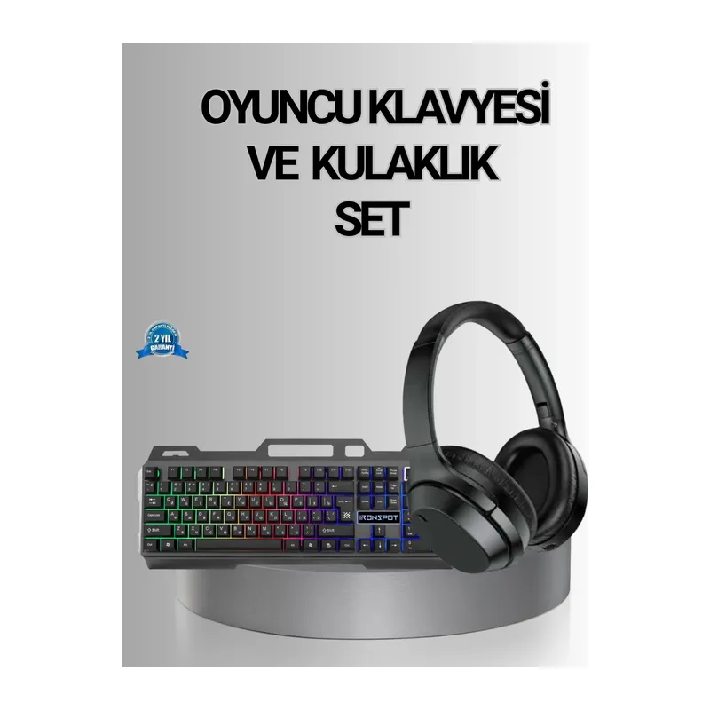 Işıklı Klavye Mouse Ve Bluetooth Kulaklık Seti Türkçe Q Usb