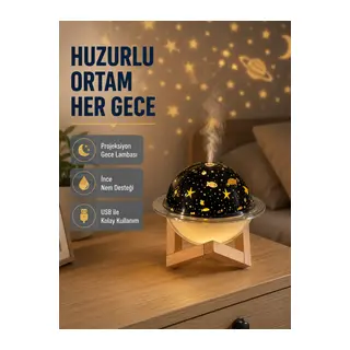 Aromaterapili Usb Hava Nemlendirici – Projeksiyon Işıklı, Sessiz Ve Şık Tasarım