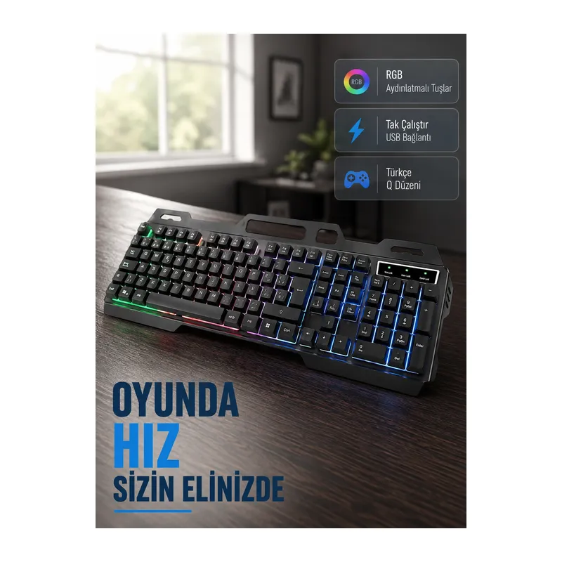 Profesyonel Klavye Mouse Seti – Rgb Işıklı, Türkçe Q, Dpı Ayarlı, Dayanıklı Gövde