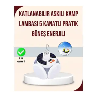 Güneş Enerjili Usb Şarj Edilebilir 5 Modlu Katlanabilir Led Kamp Işığı