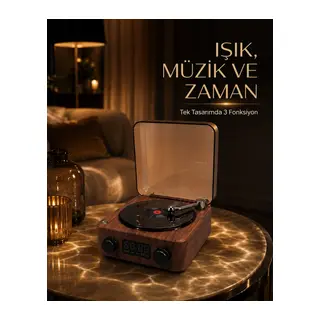 Bluetooth Hoparlörlü Gece Lambası Dijital Saat Ve Ambiyans Işığı Çok Amaçlı