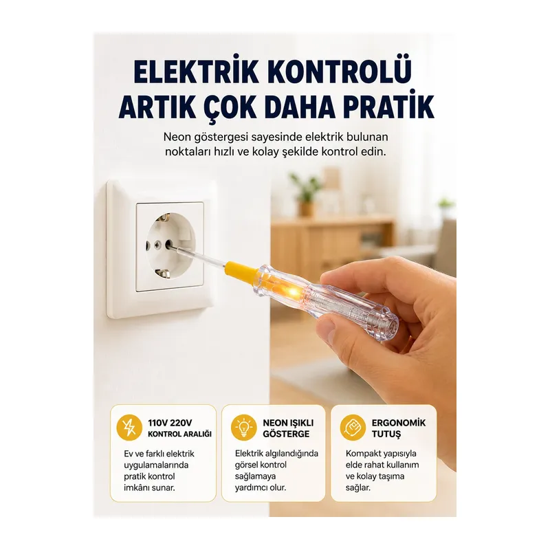 110-220v Elektrik Test Kalemi Korozyona Dayanıklı Nikel Kaplamalı