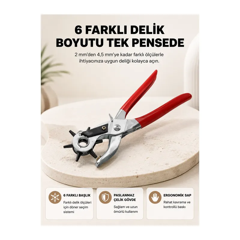 Delme Pensesi 6 Başlıklı Çok Amaçlı Paslanmaz Çelik Ergonomik