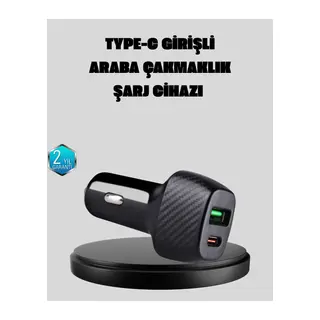 Pd Destekli 38w Araç Şarj Başlığı Type-c + Usb Çift Çıkış Hızlı Şarj