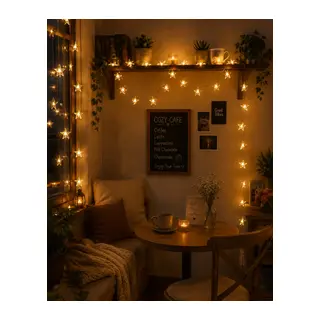 20 Led Yıldız Işık Zinciri Günışığı Beyaz Dekoratif Süs Lambası