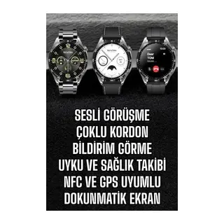 Akıllı Saat Titreşimli Amoled Ekran Uyku Ve Sağlık Takibi Sesli Görüşme