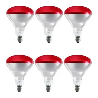(6 Adet) 150w Kızılötesi Isıtıcılı Hayvan Isıtma Ve Kuluçka Lambası (kırmızı Işık) E27 (kalın Duy)