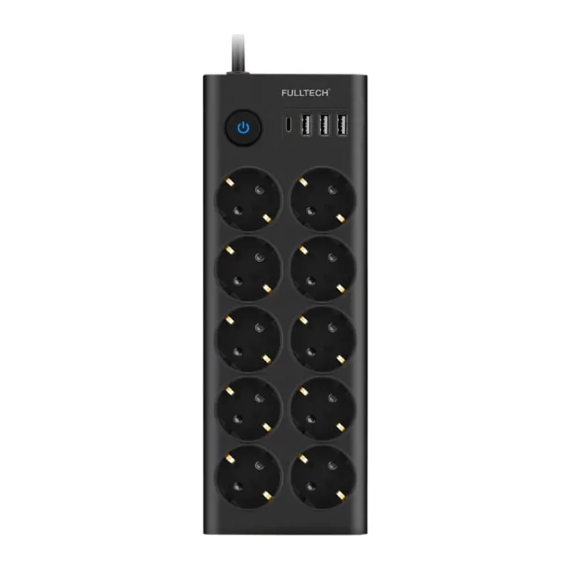 Fulltech Ftr14 Type-c Girişli Akım Korumalı 10’lu Priz, 3 Usb