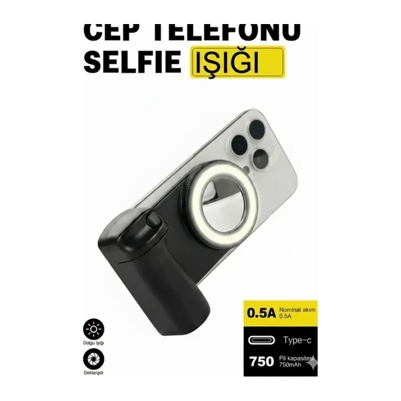 Bluetooth Manyetik Telefon Yapıştırma Kavrama Halka Dolgu Işığı İle Magsafe Selfie Klips