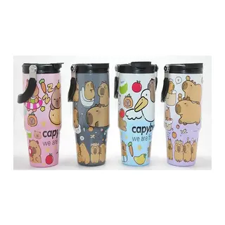 Capybara Desenli Isı Muhafazalı Pipetli Dev Çelik Kupa (tumbler) Alk4431