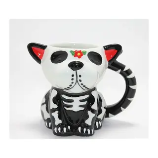 Day Of The Dead Köpek Figürlü 3d Kabartmalı Porselen Kupa Alk4896
