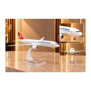 Metal Turkısh Aırlınes Yolcu Uçağı Maketi Standlı Dekoratif Alk6145